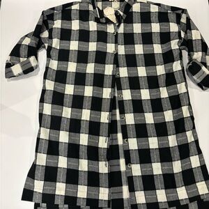 NWT Hem & Thread Gloria Gingham Tunic - black and white - Size Small